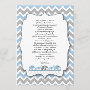 Blue Grey Elephants Baby shower merci
