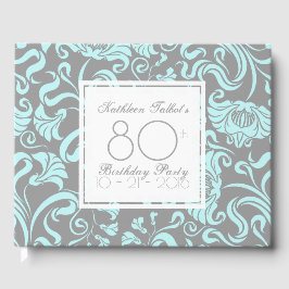 Blue Grey Floral 80e Anniversaire de la fête Livre