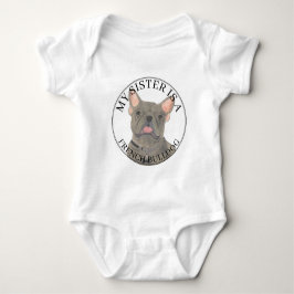 Blue Grey French Bulldog Big Sister Baby Strampler
