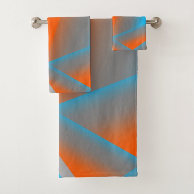 Blue Grey Orange Ombre Géométrique Art Abstrait (En situation)