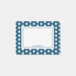 Blue Grey Polka Dot Name Template Post-it Klebezettel