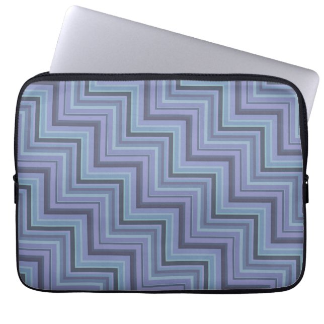 Blue-grey stripes stairs pattern laptopschutzhülle (Vorderseite)