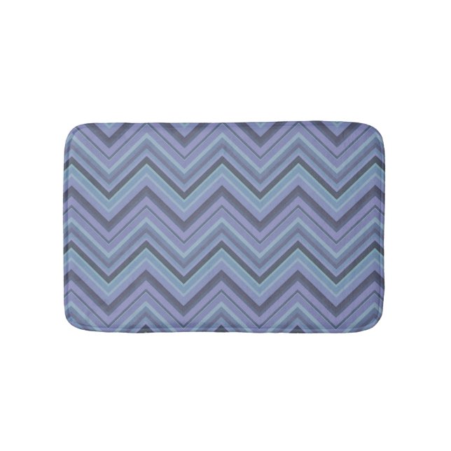 Blue-Grey Zigzag Stripes Badematte (Vorderseite)