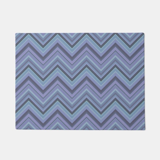 Blue-Grey Zigzag Stripes Fußmatte (Vorderseite)