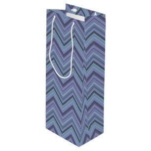 Blue-Grey Zigzag Stripes Geschenktüte Für Weinflaschen