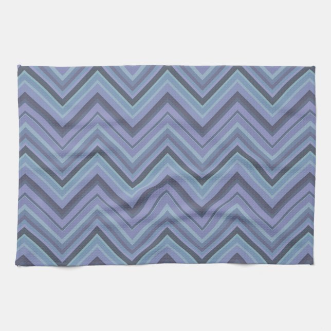 Blue-Grey Zigzag Stripes Handtuch (Horizontal)