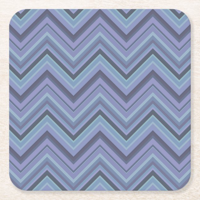 Blue-Grey Zigzag Stripes Rechteckiger Pappuntersetzer (Vorderseite)