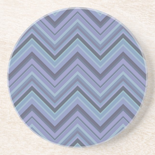 Blue-Grey Zigzag Stripes Sandstein Untersetzer (Vorne)