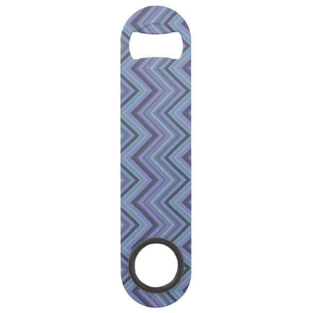 Blue-Grey Zigzag Stripes Speedflaschenöffner (Vorderseite)