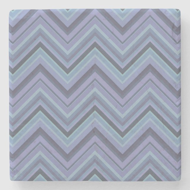 Blue-Grey Zigzag Stripes Steinuntersetzer (Vorderseite)
