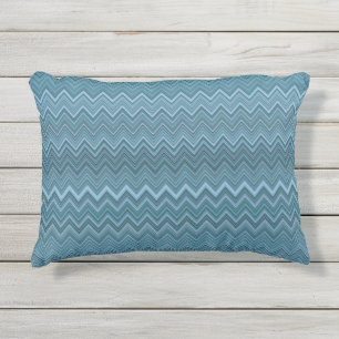 Blue Grey Zigzag Wavy Muster Kissen Für Draußen