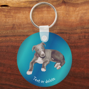 Blue Greyhound Puppy Personalized Schlüsselanhänger