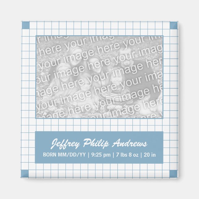 Blue Grid Foto Magnet (Vorne)