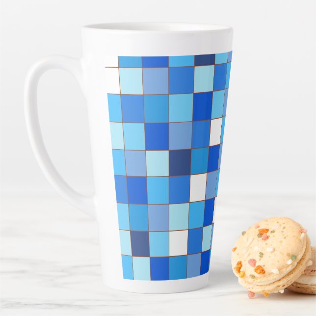 Blue Grid Latte Tasse (Beispiel)