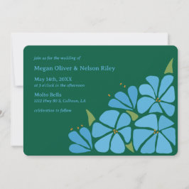 Blue Groovy Blume Muster Hochzeitseinladung Einladung