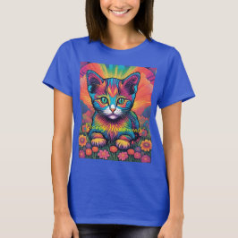 Blue "Groovy Meowments" Women's Kitten T - Shirt