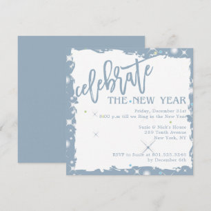 Blue Grunge Celebrate - New Year Party Einladung