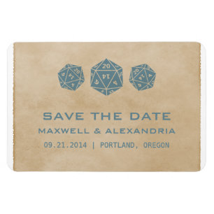 Blue Grunge D20 Dice Gamer Save the Date Magnet