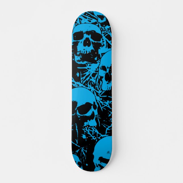 Blue Grunge Skulls Skateboard (Vorne)