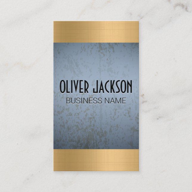 Blue Grunge Texture | Golden Metallic Shine Visitenkarte (Vorderseite)