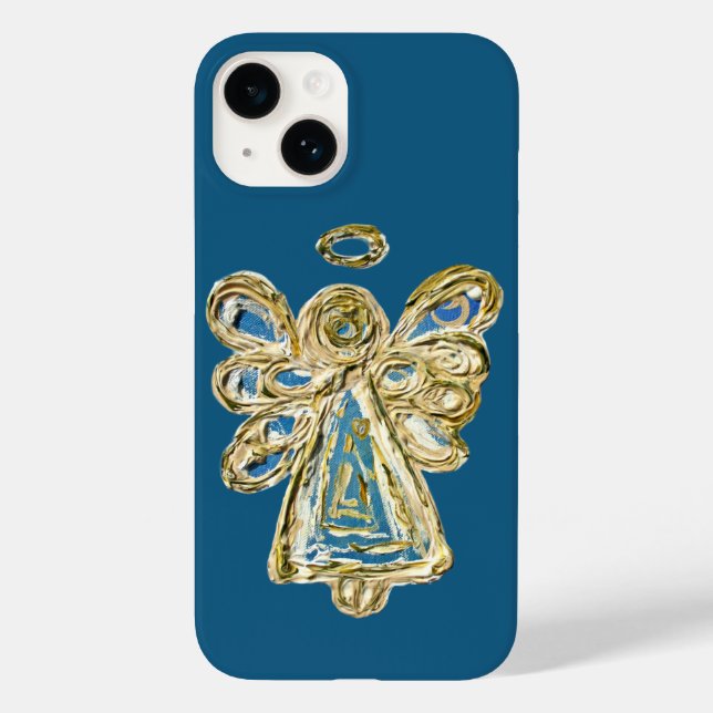 Blue Guardian Angel Art coque iphone personnalisé (Verso)
