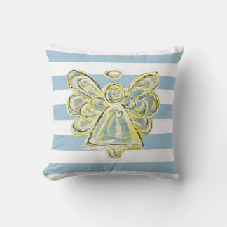 Blue Guardian Angel Art Coussin rayé