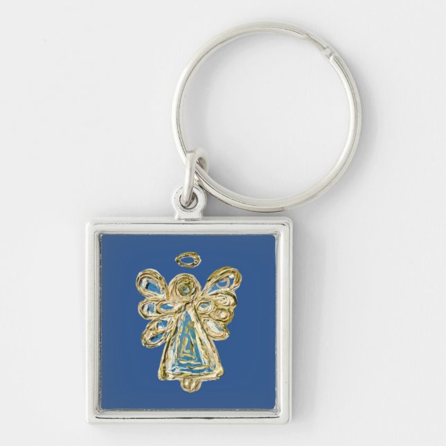 Blue Guardian Angel Art Custom Schlüsselanhänger (Vorne)