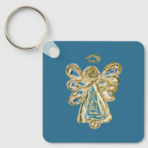 Blue Guardian Angel Art Custom Schlüsselanhänger