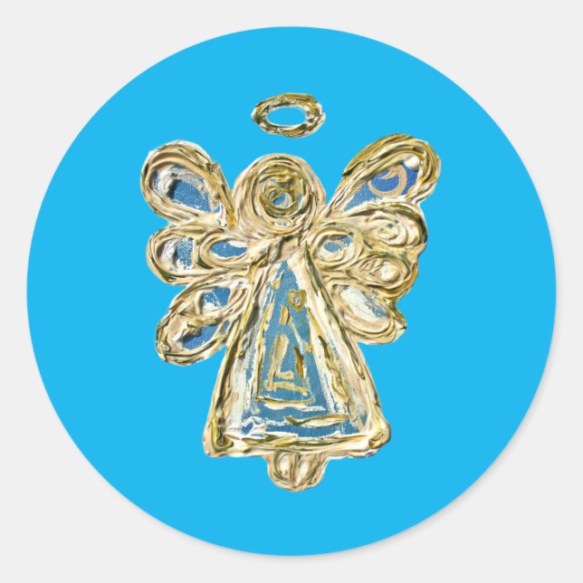 Blue Guardian Angel Art Decal Stickers (Vorderseite)