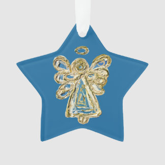 Blue Guardian Angel Art Noël Star Ornement