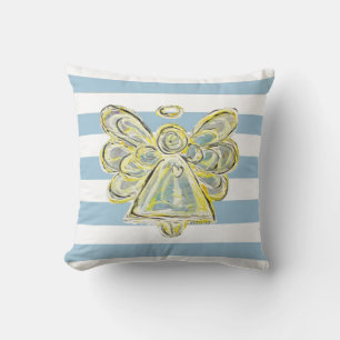 Blue Guardian Angel Art Streifenpilz Kissen