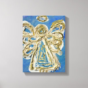 Blue Guardian Angel Art Wrapped Canvas Malerei Leinwanddruck