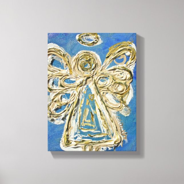Blue Guardian Angel Art Wrapped Canvas Malerei Leinwanddruck (Vorderseite)