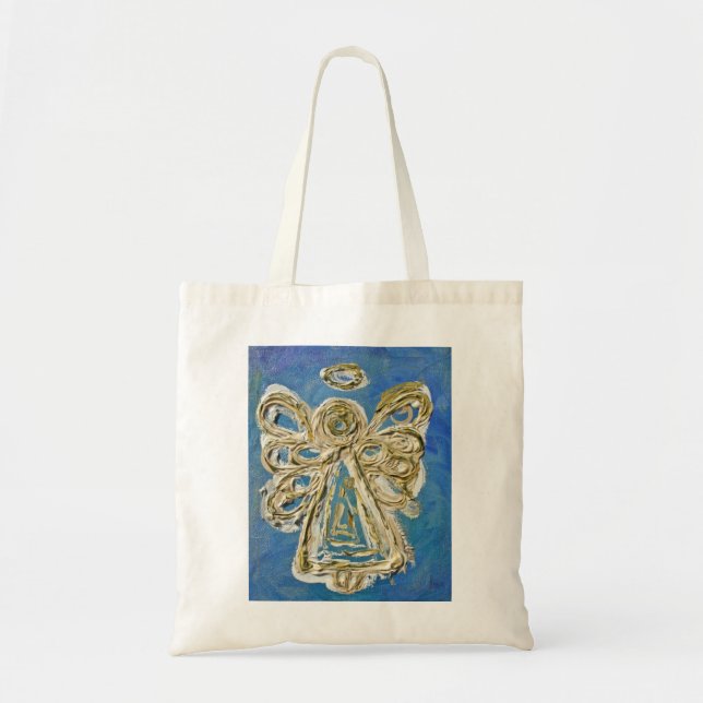 Blue Guardian Angel Custom Art Tote Bag Tragetasche (Vorne)