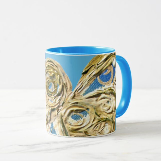 Blue Guardian Angel Custom Coffee Cup Tasse (VorderseiteRechts)