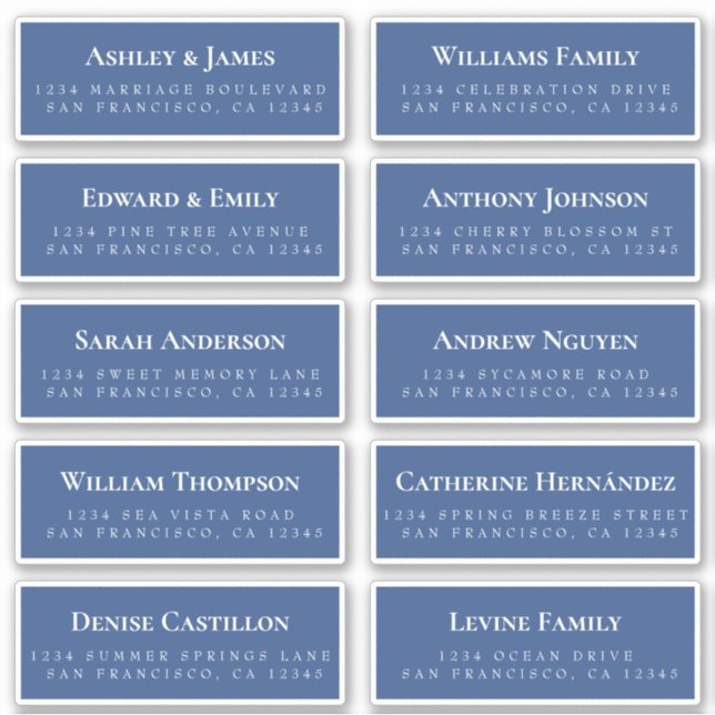 Blue Guest Address Labels ORDER 6" oder 8"! (Vorderseite)