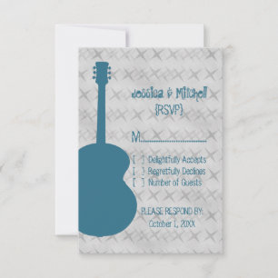 Blue Guitar Grunge Response Card RSVP Karte