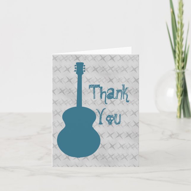 Blue Guitar Grunge Vielen Dank Card Dankeskarte (Vorderseite)