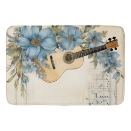 Blue Guitar Musiknotens Blume Badematte