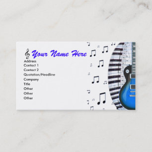 Blue Guitar Piano Keyboard & Notes Business Card Visitenkarte