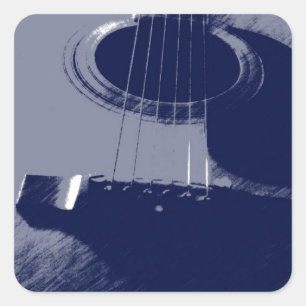 Blue Guitar Quadratischer Aufkleber