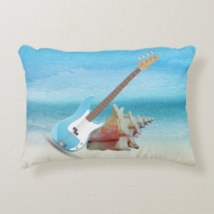 Blue Guitar & Seashell Abstrakt Beach Dekokissen
