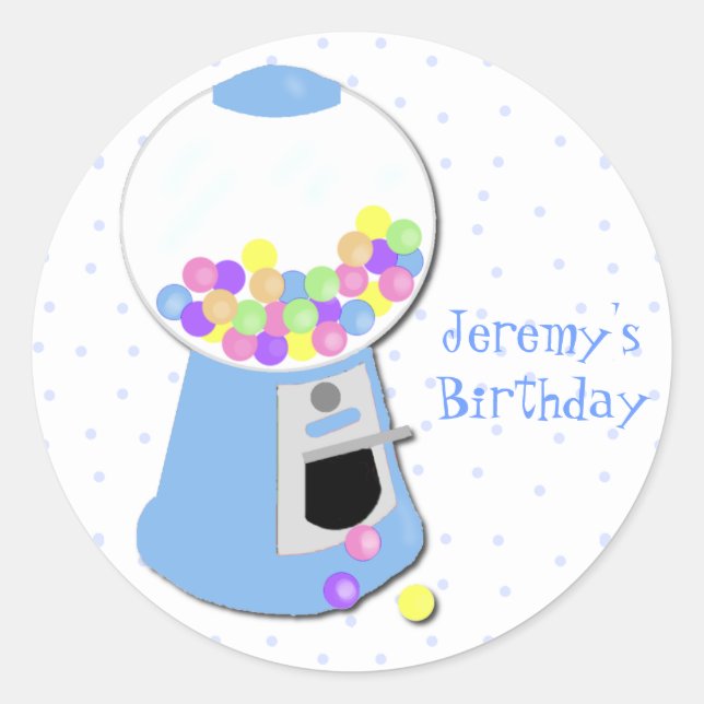 Blue Gumball Machine Party Sticker (Vorderseite)