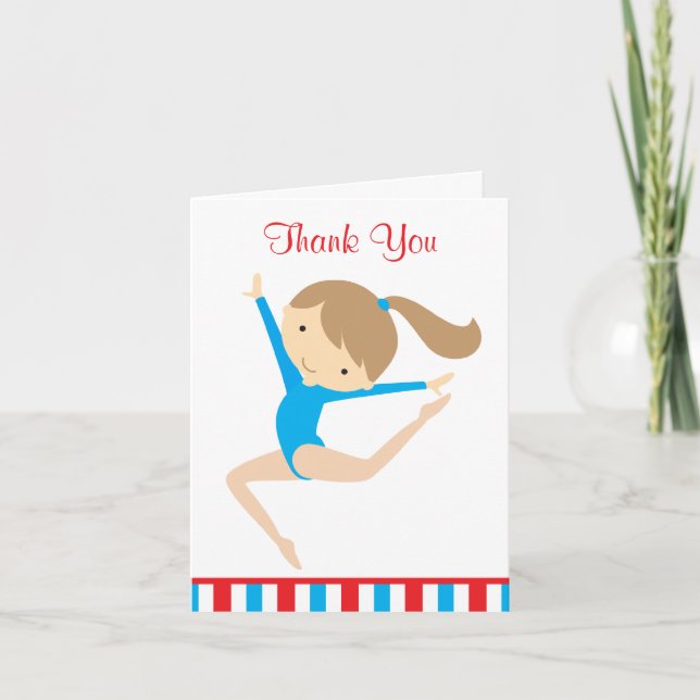 Blue Gymnast Vielen Dank Note Card Dankeskarte (Vorderseite)