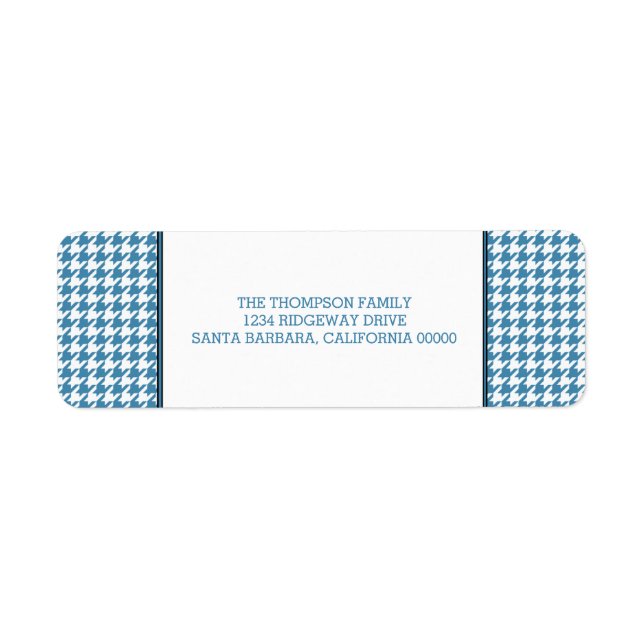 Blue Hahnentrittmuster Holiday Address Labels (Vorne)