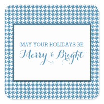 Blue Hahnentrittmuster Holiday Stickers
