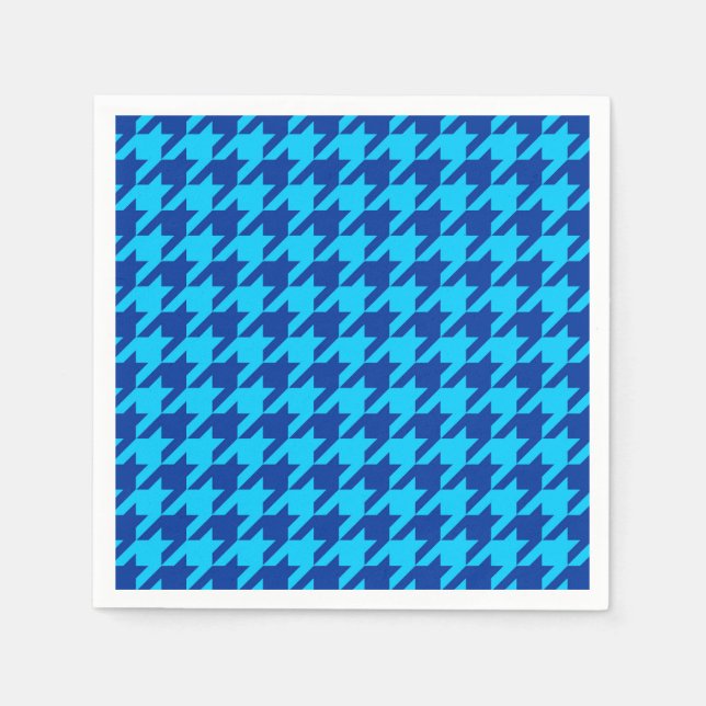 Blue Hahnentrittmuster Kariert Karo Serviette (Vorderseite)