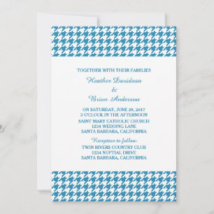 Blue Hahnentrittmuster Wedding Invite Einladung