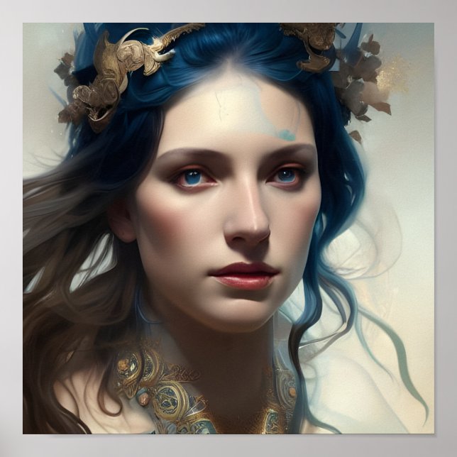 Blue Hair Blue Eyes Hochfantasy Poster (Vorne)