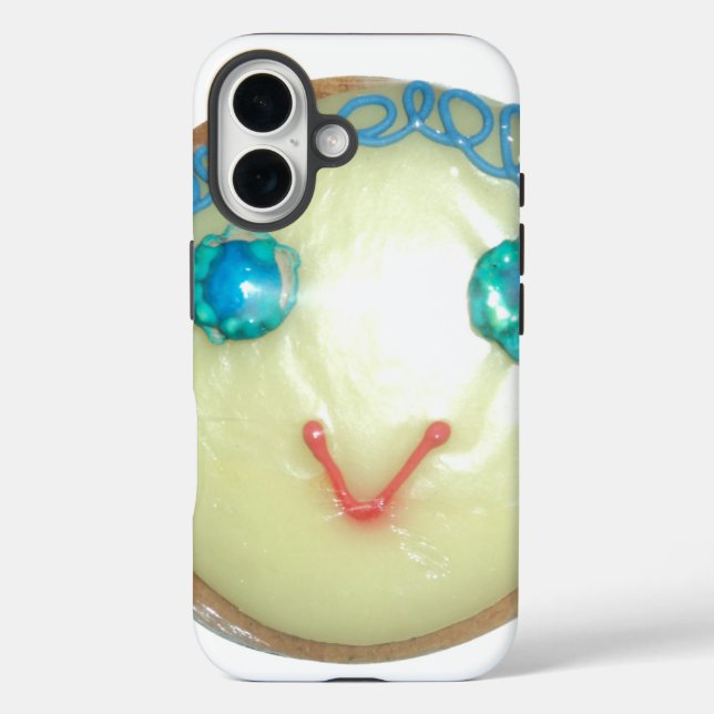 Blue Hair Emoji Art Print/Graphic iPhone 16 Hülle (Rückseite)